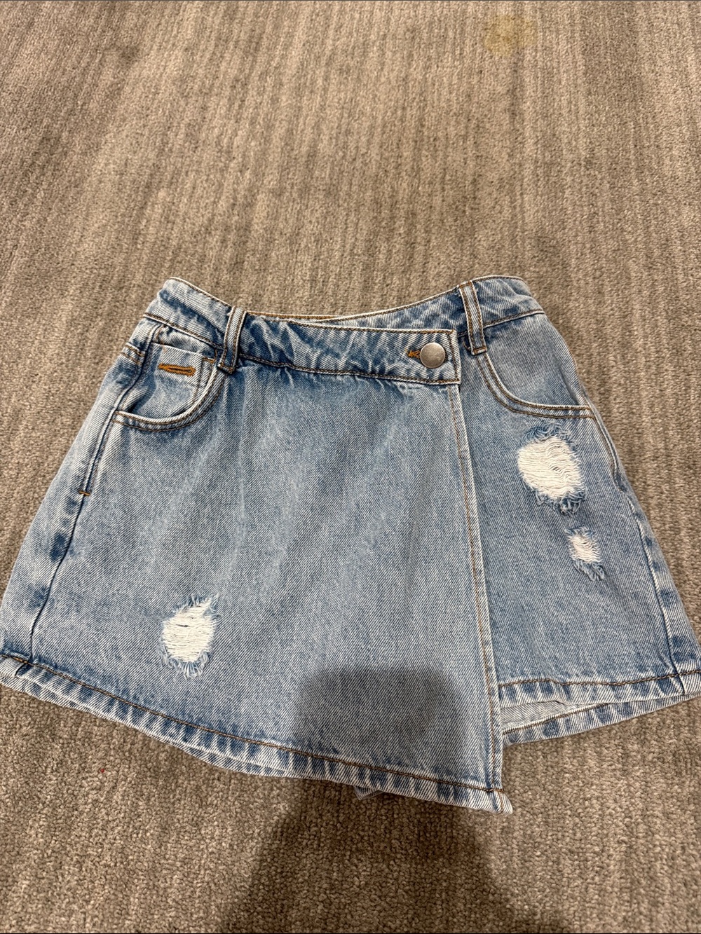 GB Girls Asymmetrical Denim Skort | Distressed | Size 12 | EUC